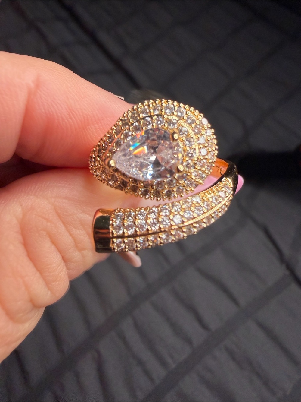 18K Gold Filled Snake Wrap Ring | AAA CZ Size 7 (adjustable)
